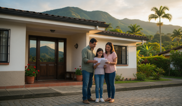 Familia caleña revisando la póliza de seguro de su vivienda después del terremoto